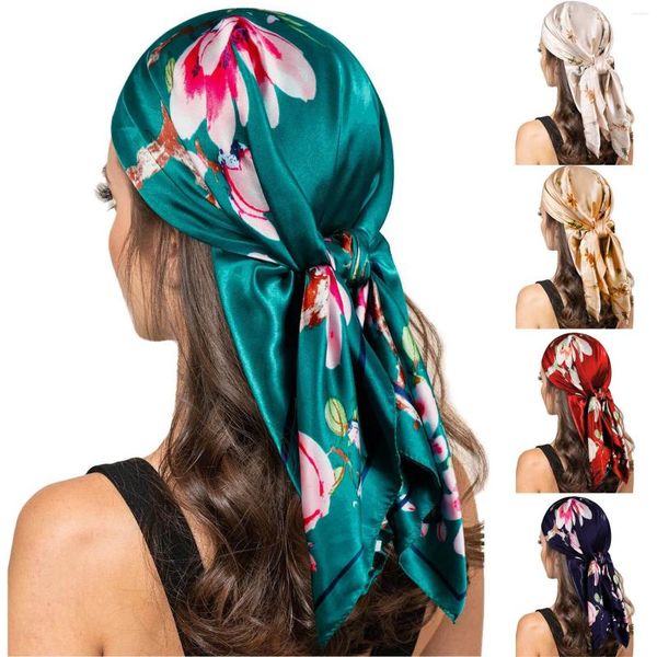 Schals für Damen, modisch, bedruckt, Satin, quadratisch, Kopftuch, leicht, Hals, Haar, Bandana, Halstuch