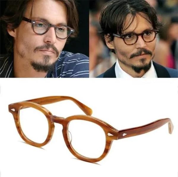 Armações Lemtoshs Óculos Homens Johnny Depp Óculos Quadro Lente Transparente Marca Designer Óculos de Computador Masculino Redondo Vintage Top Quality