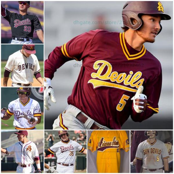 Anpassen College Sun Devils Baseball Trikot trägt maßgeschneiderte NCAA -Baseball Bennett Fryman Harris Williams Tyler Meyer Cole Carlon Thomas Burns Ryan Campos Tobias