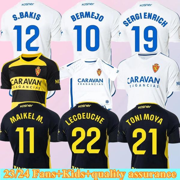 2023 2024 Real Zaragoza Fran Gamez Soccer Jerseys Kit Zapater 23 24 Home Away Jersey Pombo Kagawa Futebol Maillots Camisa Guti Javi Ros Men L. Suarez Camiseta Sets