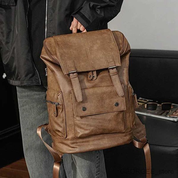 Laptop Cases Backpack High Quality Men's BackpackNew Fashion Leather Backpack Men Travel Bag High Capacity Schoolbag Laptop Bag Double Shoulder Bag