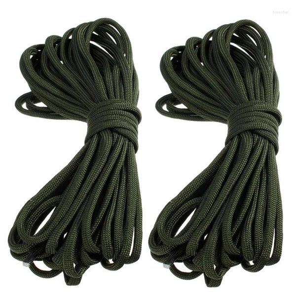 Charme Pulseiras 2X 7 Corda Paracord Paraquedas Resistente Acampamento Sobrevivência Cor: Verde Exército Comprimento: 15M