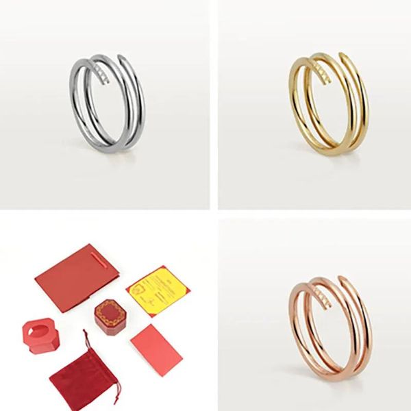Anéis 18k anel de unha de aço inoxidável para mulheres White Gold Gold Ring Mens Designer Jóia de Anéis de Casamento de Estilo Os anéis de amor para