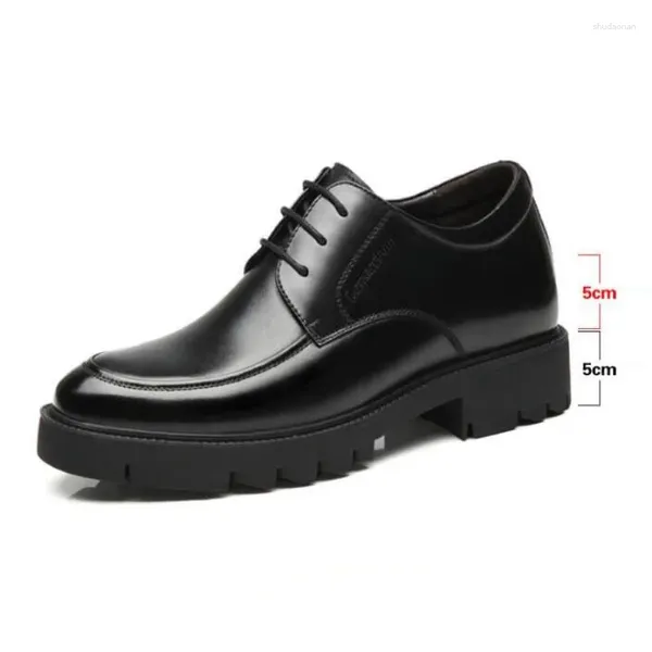 Модельные туфли на очень высоком подъеме 10 см, мужские туфли из натуральной кожи, увеличивающие рост, повседневные деловые туфли на скрытой танкетке, мужская свадьба