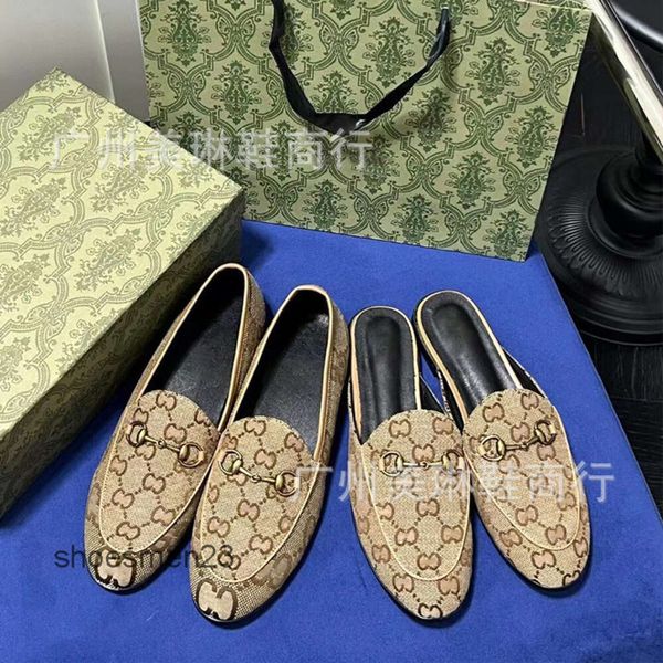 Scarpe firmate nuovo arrivo G Scarpe con fibbia cavallo Testa tonda da donna Fondo piatto G Lettera Vecchio tessuto con fiori Tacco piatto Scarpe moda G scarpe XNYFL