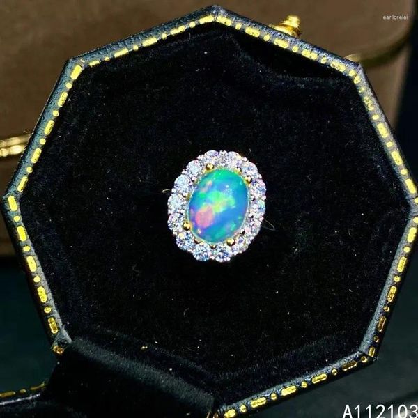 Anelli a grappolo KJJEAXCMY Gioielleria raffinata Argento sterling 925 intarsiato Opale naturale Ragazza Semplice e bello Anello con gemma ovale in stile cinese Supporto