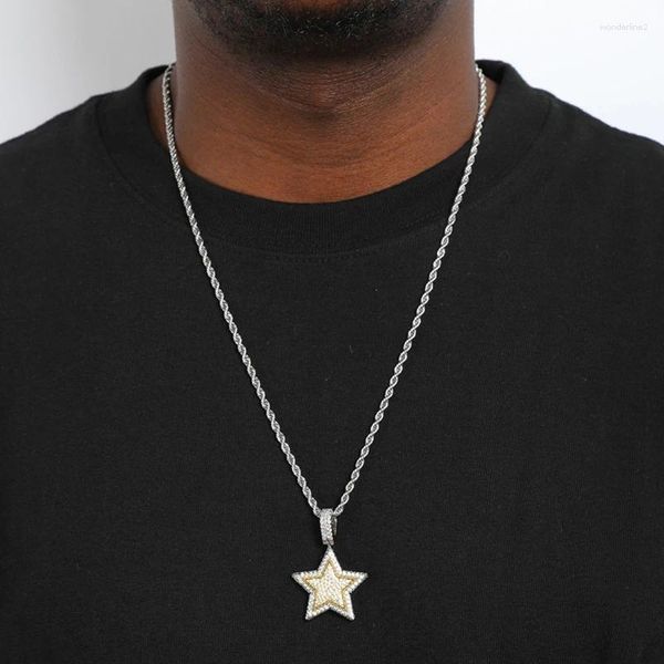 Correntes Bling Hip-hop Punk CZ Out Stars Colares para Mulheres Homens Rock Pingente Colar Boho Jóias