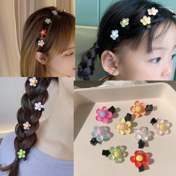 Accessori per capelli Clip di fiori color caramello per bambini da 8 pezzi in treccia Accessori per ragazza in pizzo a cinque pezzi carini