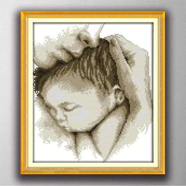 Werkzeuge Umarmen Sie das Baby, Mutterliebe, Kreuzstich-Handarbeitssets im gnädigen Stil, Sticksets, auf Leinwand gedruckte Gemälde, gezählt DMC 1
