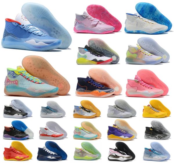 Calçado 2023 OG Rosa Kevin Durant KD 12 Homens Sapatos de Basquete Multicolor Aniversário Universidade 12s XII Oreo EUA Elite KD12 SportS Sneaker