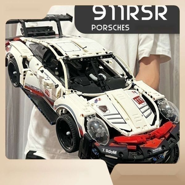 Compatível com LEGO Carro esportivo de controle remoto Porsche 911 Lambo Adulto de alta dificuldade de montagem Bloco de corrida Modelo de brinquedo Carro de controle remoto de designer de luxo
