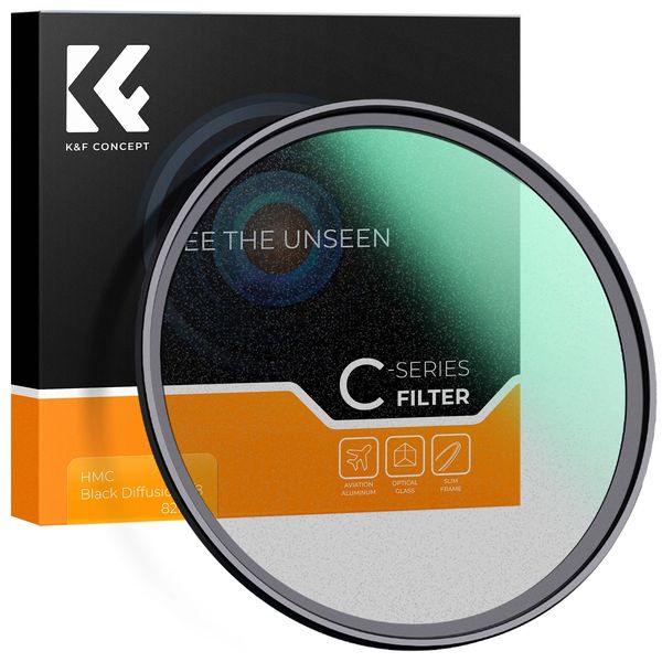 K F Concept 18 14 Filtro de lente de câmera de difusão de névoa negra Efeitos especiais Gravar vídeo como filme 49mm 52mm 58mm 67mm 77mm 82mm 231226