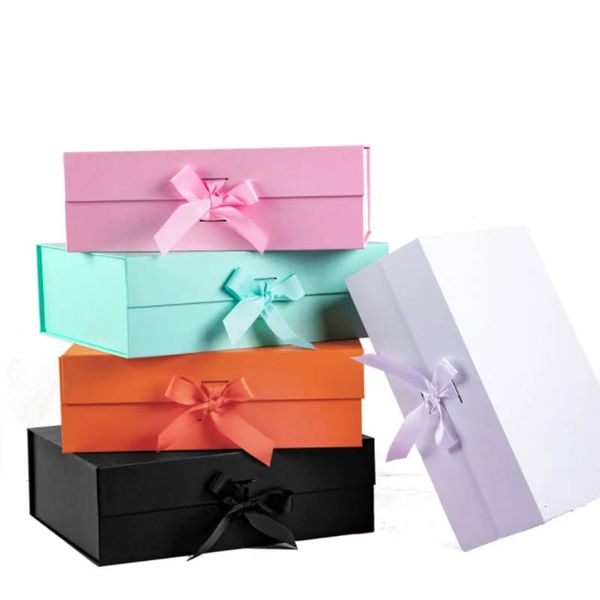 Большой размер Pink Blue Party Gift Box Роскошная подарочная упаковка с ленточными и свадебными вещами для мероприятий 231227