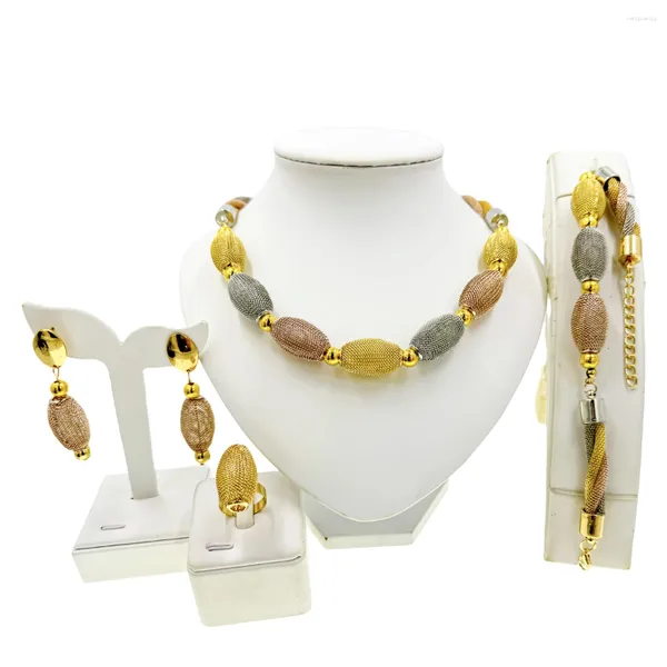 Halskette Ohrringe Set afrikanischen Schmuck bunte Perlen Armband Ring für Damen Hochzeit Mode-Accessoires