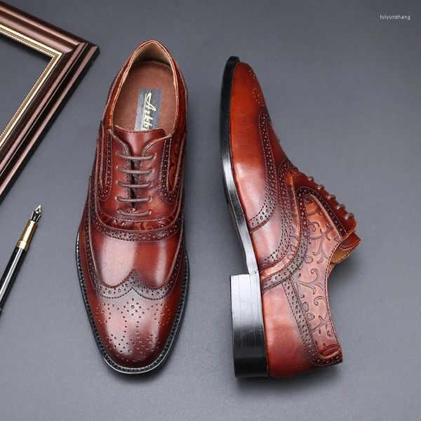 Scarpe eleganti Scarpa derby di design classico da uomo Drop Top in pelle di marca da uomo d'affari formale Oxford Man 2023-15