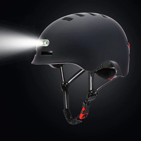 Casco per biciclette con leggero avvertimento di bilancia integrata Bike per auto MTB MTB Sport Electric Scooter Cap 231227