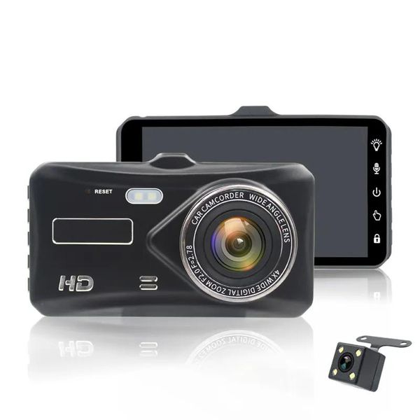 DVRs Full HD 1080P Auto-DVR, Fahrdatenrekorder, digitale Video-Dashcam, 2-Kanal-Doppelobjektiv, 170 ° Betrachtungswinkel, Nachtsicht, 4-Zoll-IPS-Touchscreen