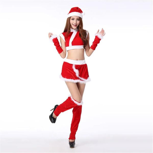 Kostümler Yeni Velvet Yetişkin Partisi Şapkalar Yapın Mini Etek Takım Maskot Seksi Noel Kostüm Maskot Maskot Anime