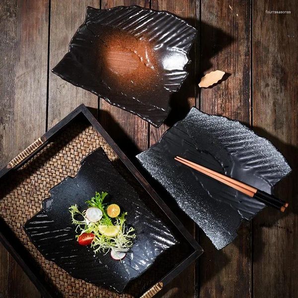 Тарелки Японская керамическая обеденная тарелка Необычная неглубокая тарелка Пельмени Суши Бытовая Интернет-знаменитость