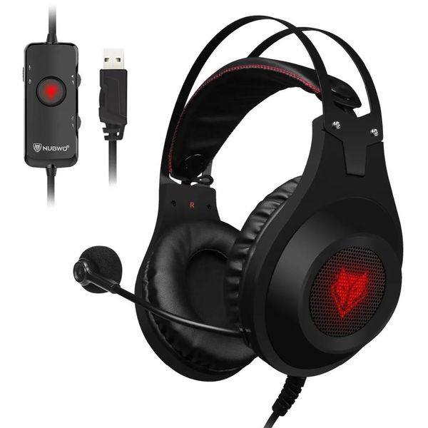 Auricolari Nubwo 7.1 Gaming Cuffie luminose PC Gamer Bass Auricolare con microfono per telefono cellulare PS4 N2U Cuffie da gioco USB con luce LED per