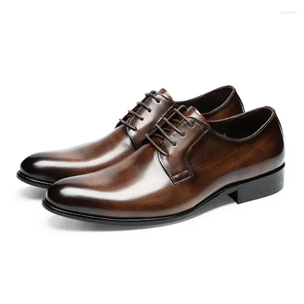Robe chaussures 2024 hommes d'affaires en cuir véritable élégant gentleman oxford simple style britannique banquet de mariage