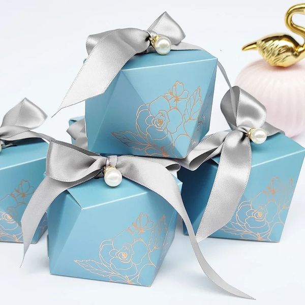 Подарочная коробка Diamond Blue Paper Candy Box Гость свадебная скидка шоколадная упаковка коробка для детского душа украшения дня рождения 231227