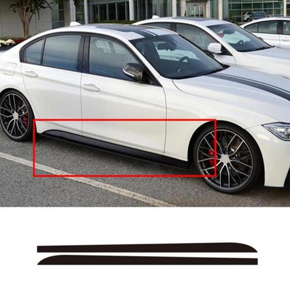 2pcs Araba Çıkartmaları Yan Etek Sill Sill Stripe Vücut Çıkartmaları BMW için Blackcarbon Fiber Siyah 1 3 4 5 6 Serisi F30 F35 F319862367