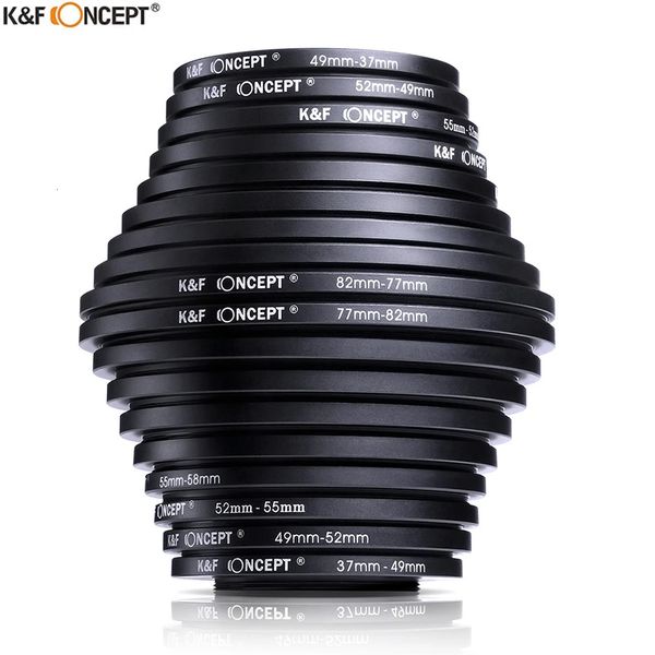 K F Concept 18pcs Filtro de lente de câmera Conjunto de anel adaptador Step UpDown 3782mm 8237mm para Canon DSLR 240113