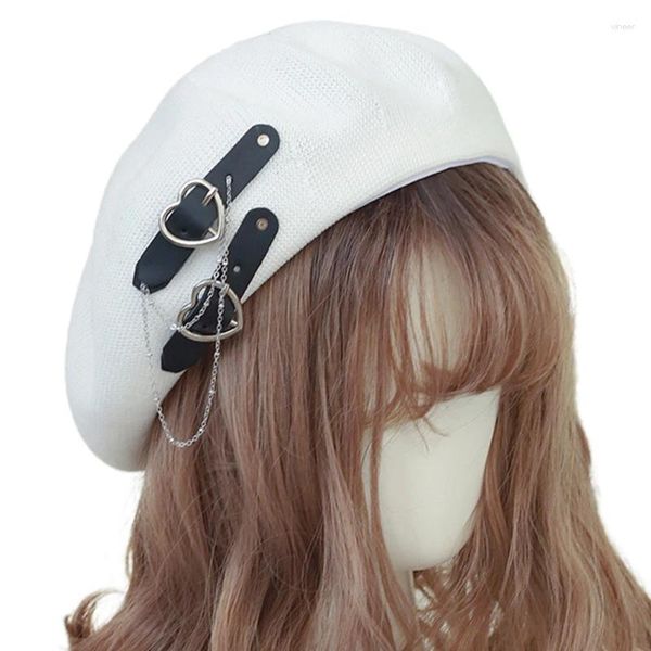 Berretti Berretto alla moda Cappello Lolita traspirante Nylon Ragazza Donna Ragazze classiche Fibbia a cuore JK Capelli femminili dolci e freddi