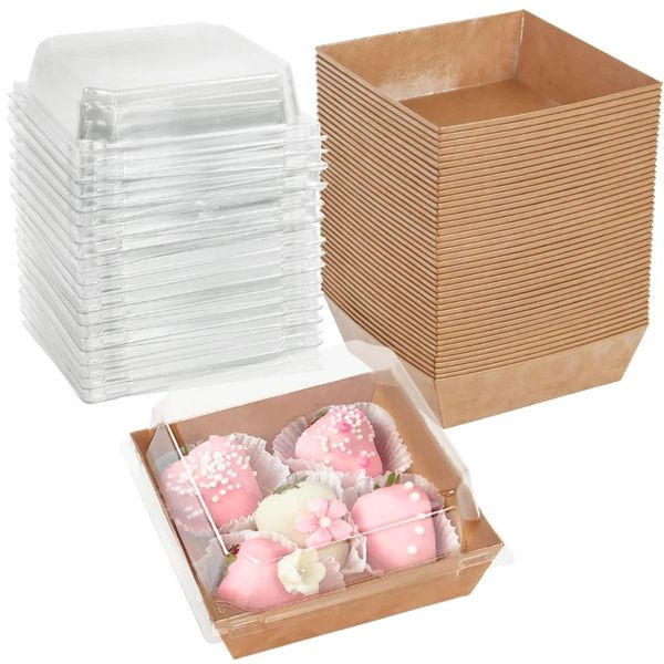 5/10 pieces of kraft paper cake dessert donut box biscuit sand food container wedding birthday party supplies Christmas home decoration 231227