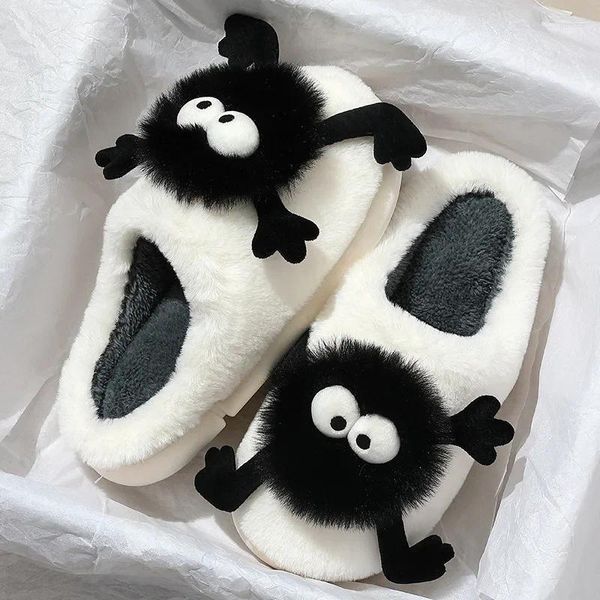 Chinelos Maogu Mulheres Sapatos de Pelúcia Fundo Macio Casa Sapato de Algodão Mulher Flip Flops Bonito Dos Desenhos Animados Meninas Furry Slipper Slides Engraçado