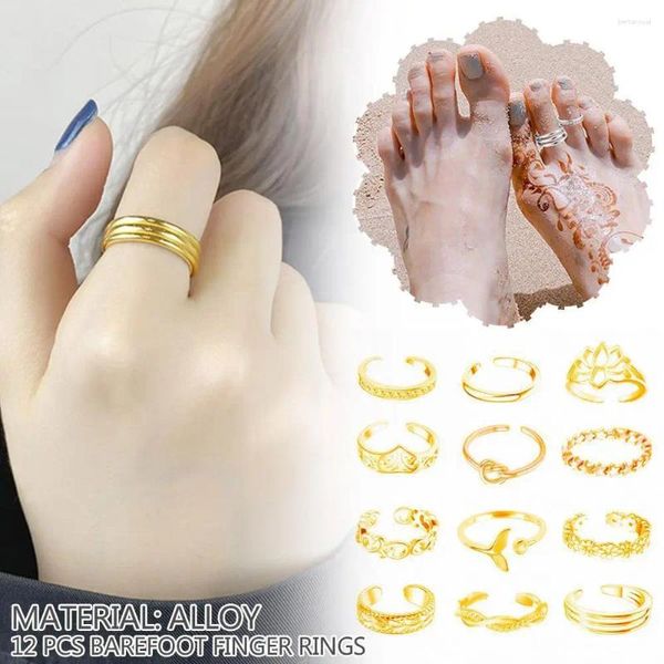 Cluster Ringe 12 teile/satz Schwanz Fuß Geschenke Einstellbare Offene spitze Set Für Frauen Mädchen Sommer Strand Urlaub Kunuckle Finger Schmuck R U9O6