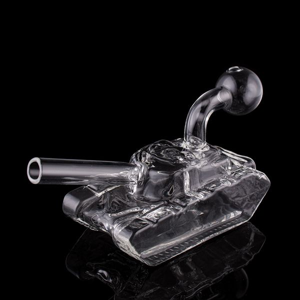 Mini bong di vetro design del serbatoio con tubo di bruciatore a olio curvo e tubi dell'acqua di fumatori creativi di Downstem piccoli giacche tamponate bomgs con gorgogliante per fumare h5366