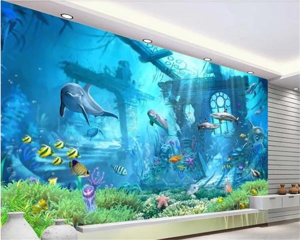 Tapeten Beidang Wallpapier für Kinderzimmer Wandbild Tapete 3d Unterwasser Weltschlafzimmer Tapete Hintergrund Papel de Parde 3d