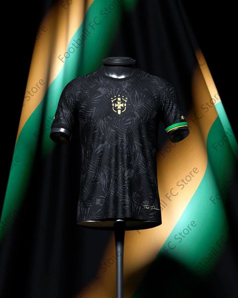 23 24 Campione Brasile maglietta Brasile Black Gold Edition Commemorative Edition Special Neymar 10 Soccer Tee per bambini Kit per adulti 231227