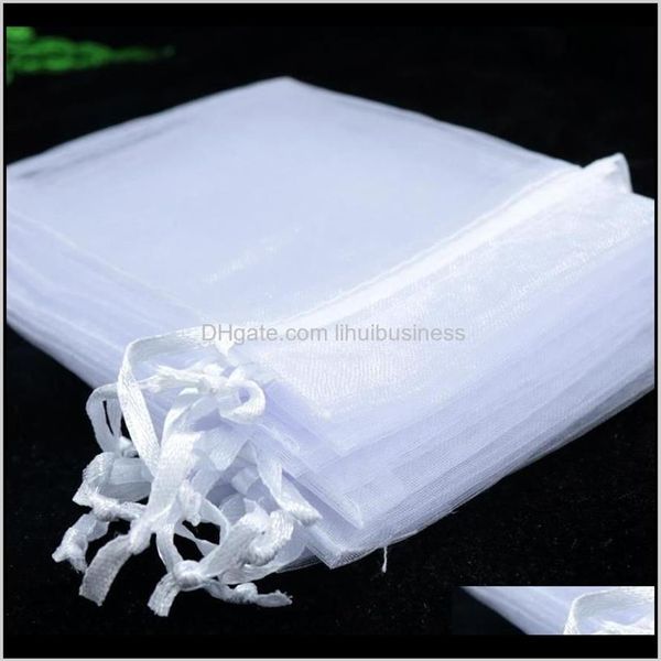Sacchetti per imballaggio Display 15x20 cm 100 pezzi Confezione di colori bianchi Gioielli Grandi sacchetti Dstring Sacchetti regalo in organza per Weddin258w