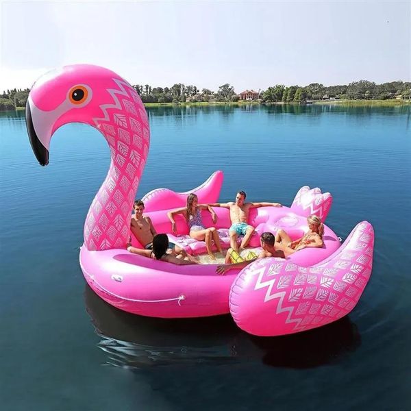 Röhren 67 Person aufblasbare riesige rosa flamingo pool schweben großer See schweben aufblasbare Insel Wasserspielzeug Pool Fun Raft192g