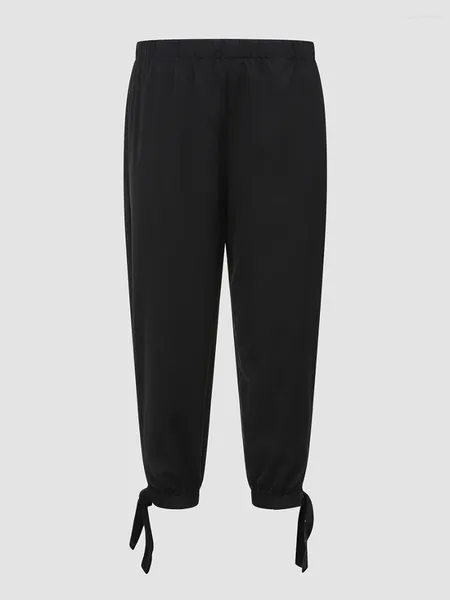 Pantaloni Finjani Fiocco Nodo Orlo Carota Plus Size Pantaloni da donna neri alla moda estiva