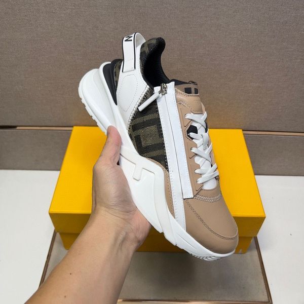 Designer fluxo masculino tênis moda couro zíper malha de borracha leve sapatos casuais sapato tecnologia tecido b22 tênis corrida