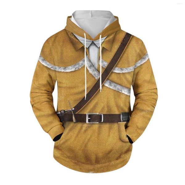 Herren-Kapuzenpullover, mittelalterliches Cosplay-Kostüm, für Erwachsene, Herren, lässig, modisch, 3D-bedruckt, Kapuzenpullover, Halloween, Herren, Herbst und Winter, langärmelig, Sweatshirts, Oberteil