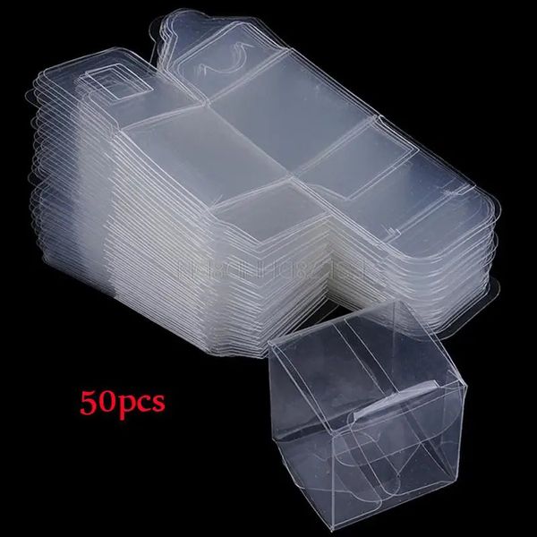 50 peças de caixa de embalagem plástica transparente caixa de exibição de pó à prova de poeira PVC Box Candy Candy Box Biscuit Box Box 231227