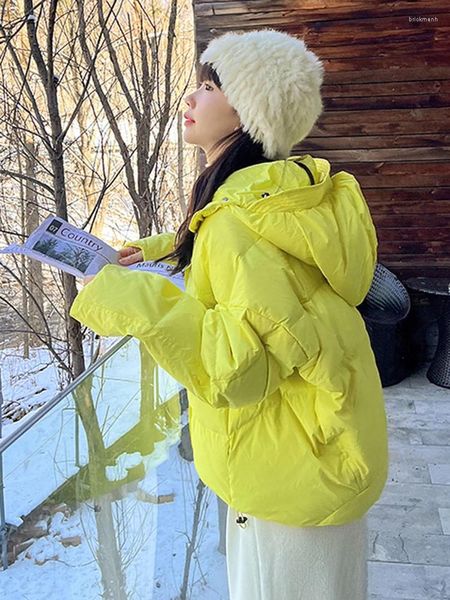 Trench da donna Giacche invernali con cappuccio per donna Cappotto 2023 Caldo spesso dolce giacca corta Cerniere di base Tasche Ragazze Ritagliata