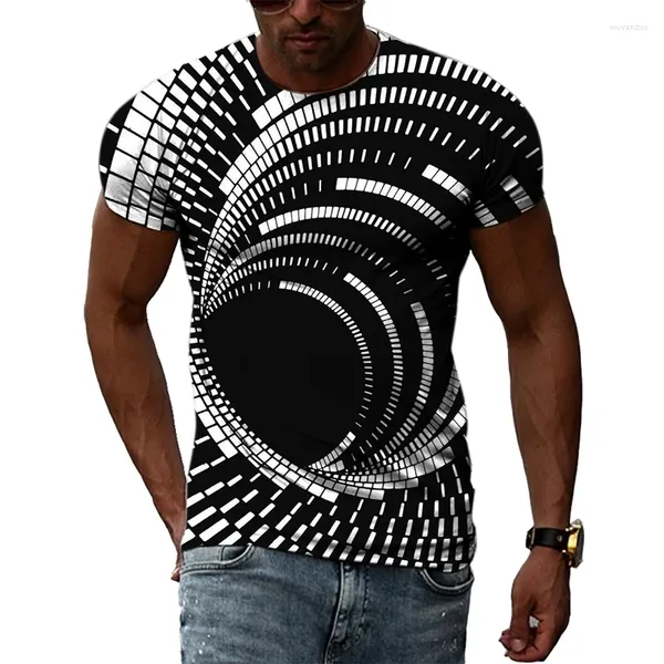 Herren-T-Shirts, Sommer, kreatives Kurzarm-Mode-T-Shirt, visuelles Differenz-Design, 3D-T-Shirt, personalisierte Herren-Straßenkleidung