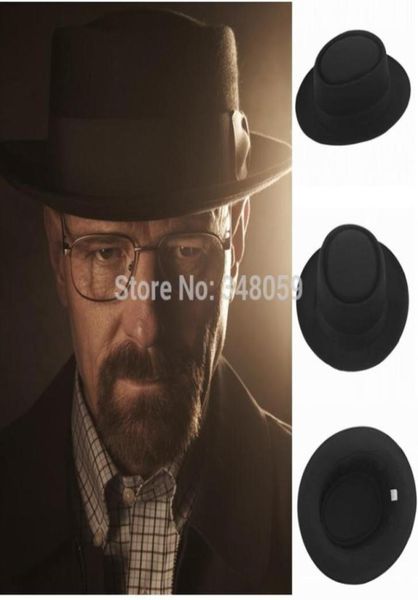 Whole2015 Moda Men Classic Felt Pork Pie Porkpie Fedora Hat Chape Cap de Captura Upurn Masculino Banda de fita preta Chapéus Panamá 25831431567689