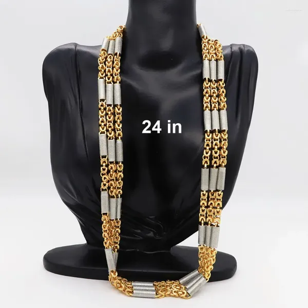 Halskette, Ohrringe, Set, schlicht, vergoldet, sechseckig, Buddha-Bambuskette, feiner Schmuck, Schlüsselbein-Halsketten für afrikanische Männer und Frauen, Geburtstagsgeschenke