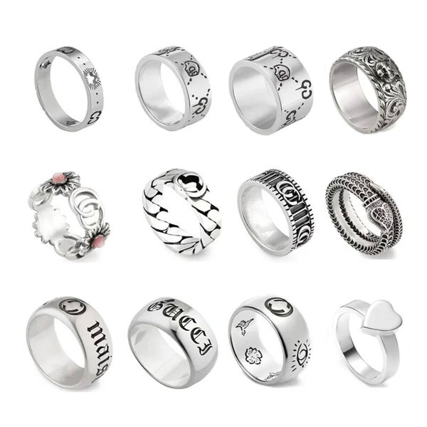 Designer clássico marca anéis de banda para homens mulheres jóias de luxo presente de alta qualidade letras pássaros 925 prata moda anel acessórios de moda