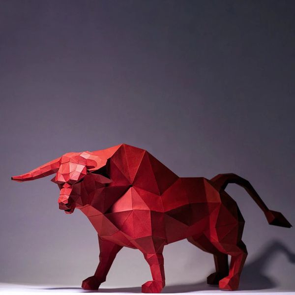 80cm Uzun İyi Şans Boğa Ev Dekor Odası Dekorasyonu 3D Kağıt Model El Yapımı DIY Papercraft Origami Sanat Oyuncakları Çocuklar İçin 231227