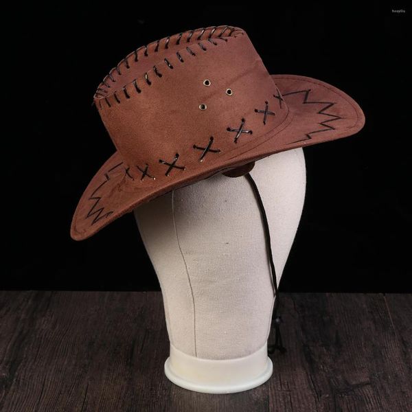Cappellini da baseball Cappello western in pelle scamosciata artificiale Ampio tempo libero per compleanni Bomboniere (marrone)