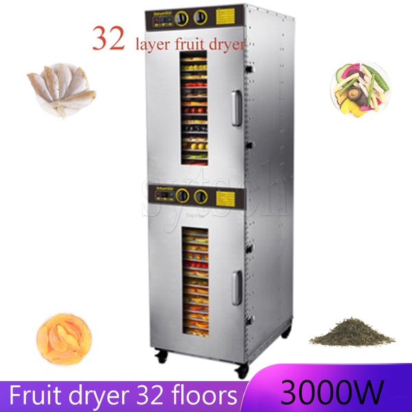 32 Tablett Obsttrockner Maschine Obst Gemüse Fleisch Tee Fisch Dörrgerät 3000W