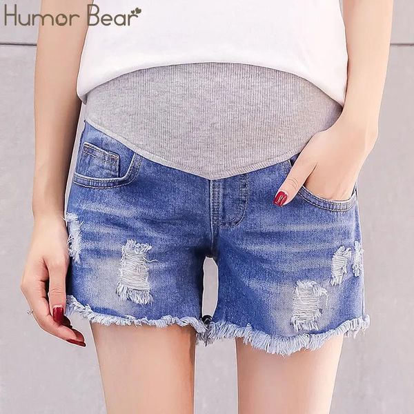 Bottoms humor urso verão mulheres maternidade calças curtas gravidez shorts grávida cintura baixa denim plus size pantalon calças roupas